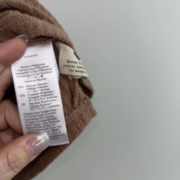 Madewell MWL Large Sleeveless Ribbed Knit Square Neck Henley Crop Tank Top Brown - Picture 4 of 11